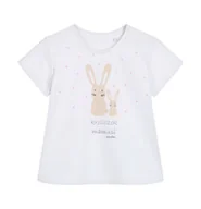 Bluzki dla niemowląt - T-shirt dla dziecka do 2 lat, z małym i dużym króliczkiem, biały - miniaturka - grafika 1