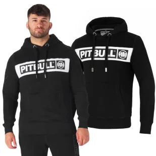 Bluza z kapturem Pit Bull New Brushed Fleece Group Sherwood '24 - Czarna M - Odzież taktyczna i umundurowanie - miniaturka - grafika 1