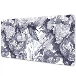Podkładka mata ochrona biurka Szare kwiaty 90x45cm - Obrusy i serwetki - miniaturka - grafika 1
