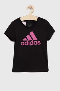 Koszulki dla dziewczynek - Adidas t-shirt bawełniany dziecięcy G BL kolor czarny - adidas - grafika 1