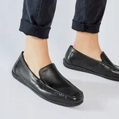 Mokasyny damskie - Geox u Ascanio Mokasyny Skórzane Czarne 43 Żte - miniaturka - grafika 1