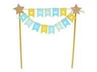 Urodziny dla dorosłych - KARTECZKA NA PIKU TOPPER MAM ROCZEK FLAGIETKI BŁĘKIT - miniaturka - grafika 1