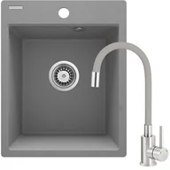 Zlewozmywaki z baterią - Zlewozmywak DEANTE Corio ZRCPS103 Szary metaliczny + bateria stojąca - miniaturka - grafika 1