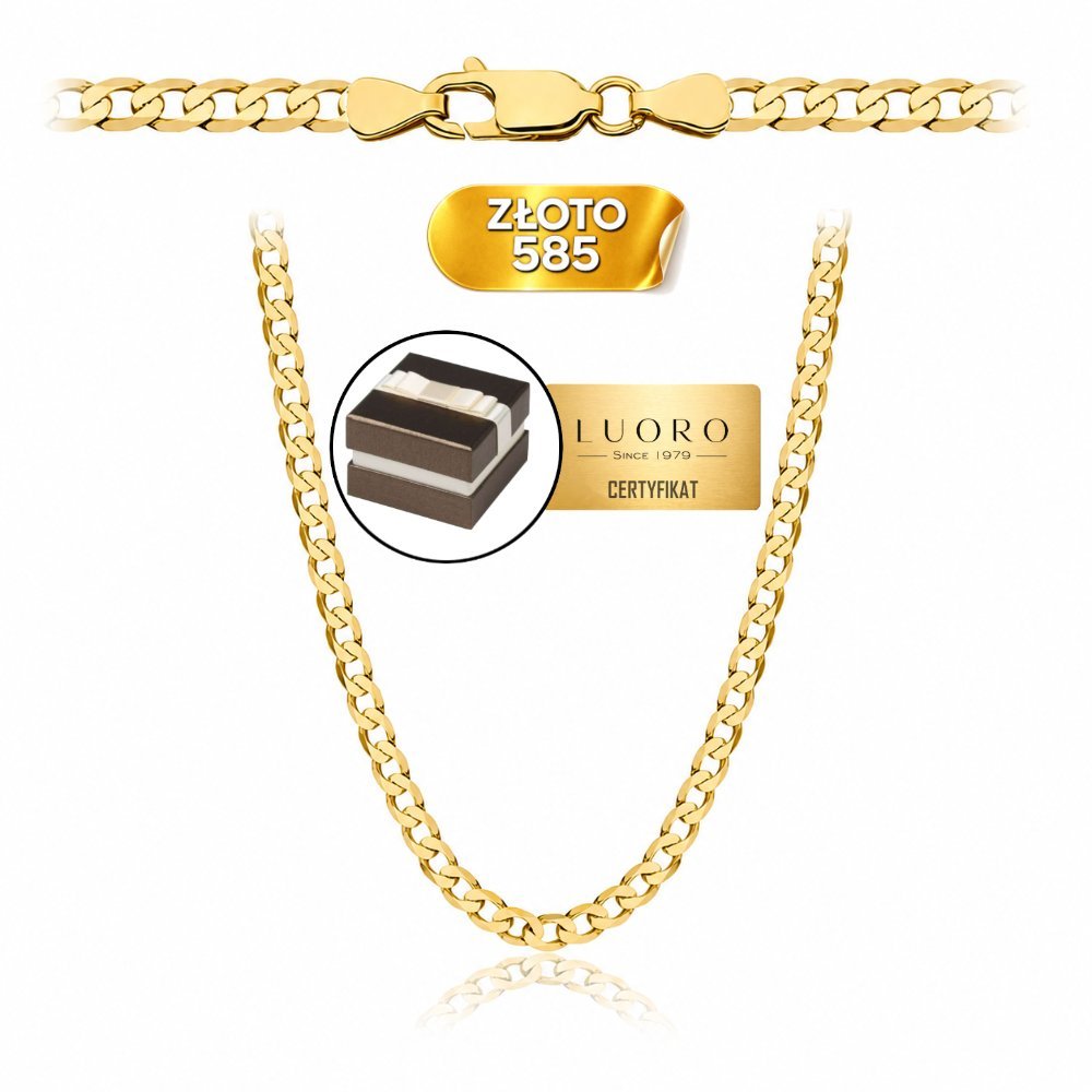 ŁAŃCUSZEK ZŁOTY 585 14K SPLOT PANCERKA GŁADKA 60 CM ELEGANCKI