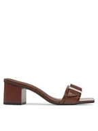Klapki i japonki damskie - Calvin Klein Klapki Heel Mule 50 W/Buckle - Lth HW0HW02478 Brązowy - miniaturka - grafika 1