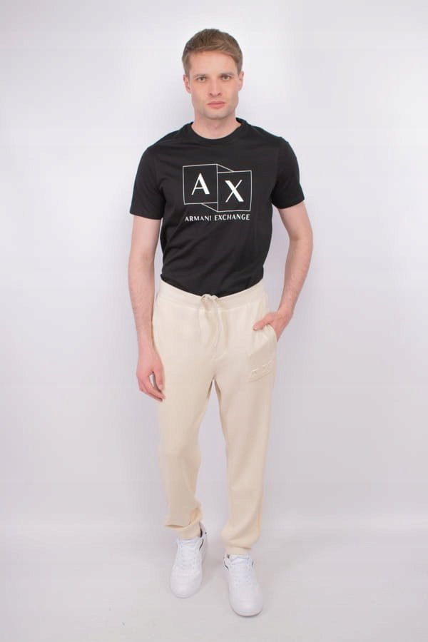Spodnie męskie Armani Exchange 3DZPAA ZJUBZ kremowy - XXL