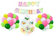 Balony i akcesoria - Zestaw balonów DInozaury dla dziewczynki różowe Balony Urodzinowe Baner HEL - miniaturka - grafika 1