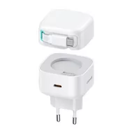 Ładowarki do telefonów - USAMS Ład. siec. 1xUSB-C ze zwijanym kablem USB-C (only head) PD+QC 35W Gan Fast Charging biały/white XMF Series CC202TC02 (US-CC202) - miniaturka - grafika 1