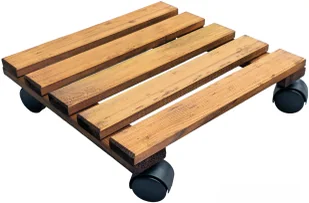 Brązowa drewniana podstawka na kółkach pod kwiaty W3-E91 - Kwietniki Brązowa drewniana podstawka na kółkach pod kwiaty W3-E91 - Kwietniki - miniaturka - grafika 1