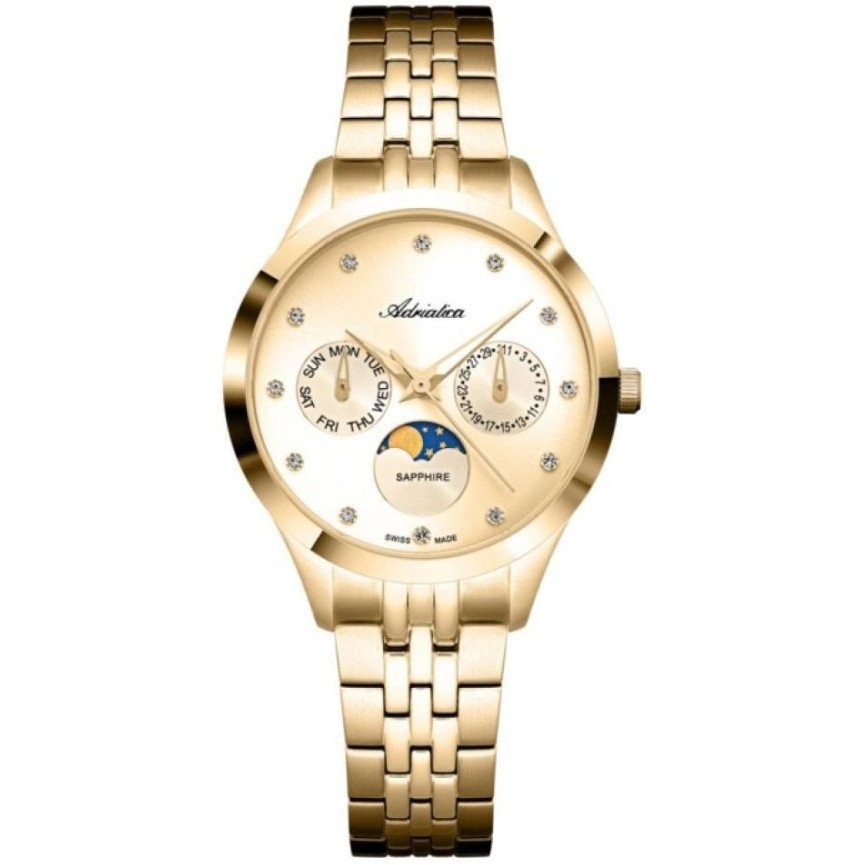 Zegarek Damski Adriatica A3833.1141QF CYRKONIE złoty