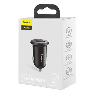 Baseus Grain Pro ładowarka samochodowa 2x USB 4,8 A czarny (CCALLP-01) - Ładowarki samochodowe - miniaturka - grafika 5