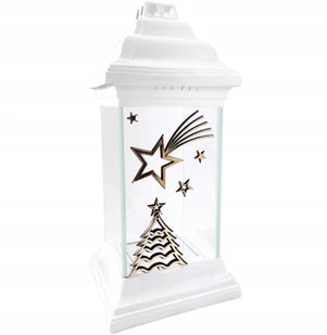 Znicz Duży Kapliczka Szklany Biały Lampion Ozdobny Na Święta Z Gwiazdą 31Cm - Lampiony i znicze - miniaturka - grafika 1