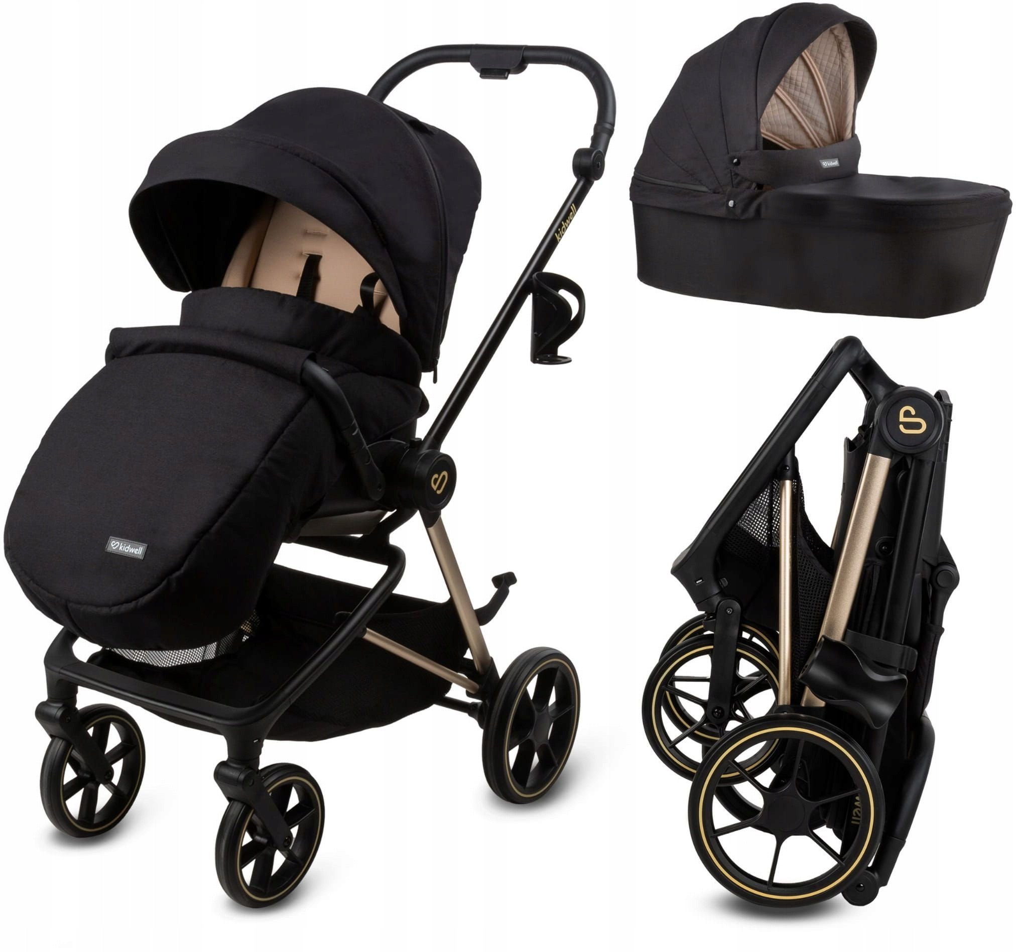 WÓZEK GŁĘBOKO-SPACEROWY VELMONT BLACK/BEIGE 5906601700552