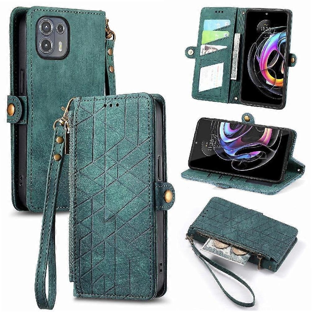 Foxdock Etui z klapką do Motorola MOTO Edge 20 Lite Skórzane etui Portfel Flip Cover Prosty biznes Odporny na wstrząsy Zielony