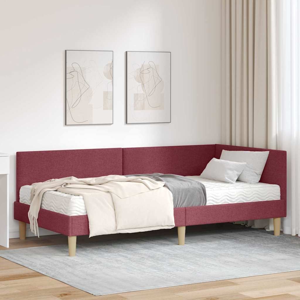 vidaXL Rama Łóżka Narożnego z Materacem Inny 2 pcs Szary tkanina
