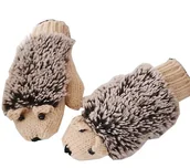 Rękawiczki dla dzieci - Rękawiczki Dziecięce Zimowe Ciepłe Jeże Pełne Beżowe Dla Dziecka - miniaturka - grafika 1