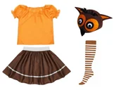 Stroje karnawałowe - ZESTAW SOWA BRĄZOWO-POMARAŃCZOWY 116-128 4el - miniaturka - grafika 1