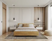 Łóżka - Łóżko lewitujące do sypialni LIMA z pojemnikiem i stelażem podnoszonym - 120x200 - PŁYTA - Dąb craft - miniaturka - grafika 1