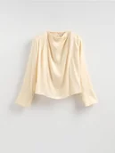 Bluzki damskie - Reserved - Bluzka z lyocellem - kremowy - miniaturka - grafika 1
