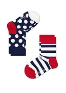 Skarpetki damskie - Happy Socks Stripe & Dot, kolorowe i zabawne, Skarpety dla dzieci, Niebieski-Czerwony-Biały 2 pary (2-3Y) - miniaturka - grafika 1