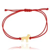 Bransoletki - Bransoletka sznurek czerwony piesek pr. 585 - miniaturka - grafika 1