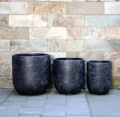 Donice - Donica ceramiczna czarna 3 szt. Milano - miniaturka - grafika 1