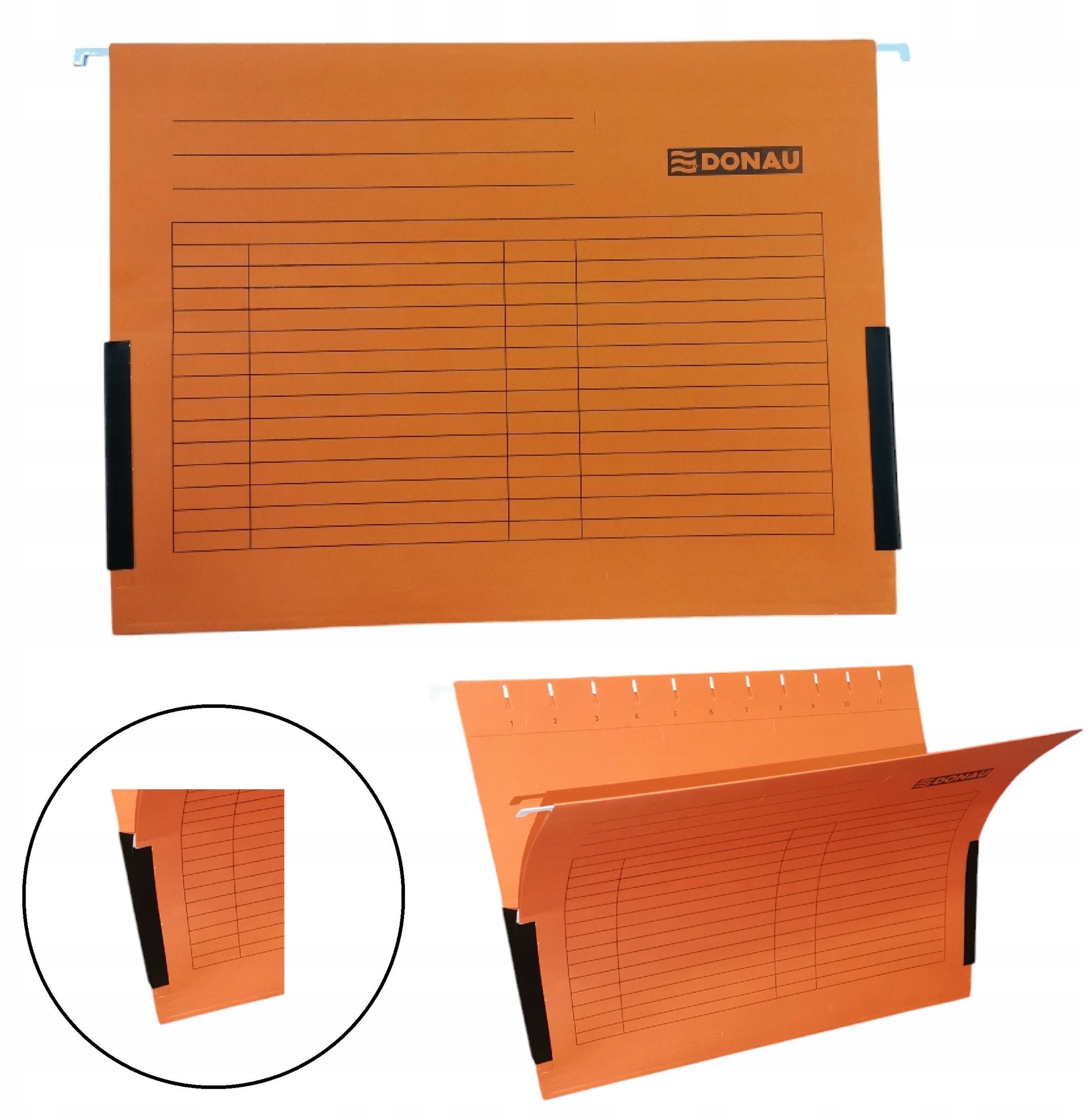 Teczka zawieszana Donau A4 z bokami pomarańczowa