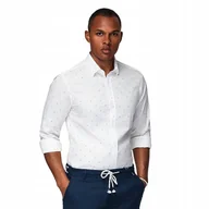 Koszule męskie - Męska bawełniana koszula SLIM FIT w kotwice biała V3 OM-SHCS-0156 XXL - miniaturka - grafika 1