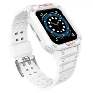 Etui i futerały do telefonów - Protect Strap Band opaska z etui do Watch 7 / 6 / 5 / 4 / 3 / 2 / SE (41 / 40 / 38mm) obudowa pancerny pokrowiec na zegarek biały - miniaturka - grafika 1