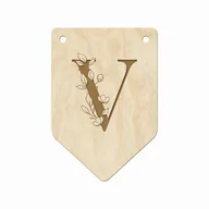 Dekoracje domu - Drewniana Girlanda Kwiatowa Proporczyki Z Literkami V Ozdoba Pokoju Dziecięcego Z Drewna  Napis Z Imieniem Na Urodziny - miniaturka - grafika 1