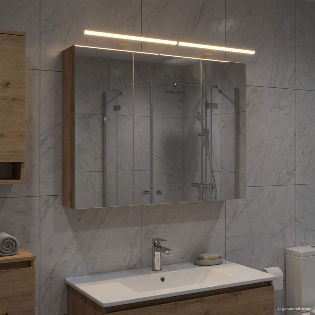 vidaXL vidaXL Szafka z lustrem do łazienki Ze LED Lights Dąb rzemieślniczy