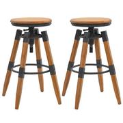 Taborety i hokery - vidaXL Regulowane stołki barowe, 2 szt., drewno jodłowe 53,5x53,5x79cm - miniaturka - grafika 1