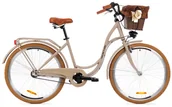Rowery - Goetze, Rower Miejski Style 26" NewLine 3 Biegi Camel, Kosz - miniaturka - grafika 1