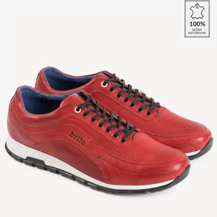 Sportowe półbuty męskie sneakersy Richard czerwone - BRILU - Półbuty męskie - miniaturka - grafika 1