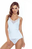 Koszulki i topy damskie - Koszulka damska na wąskich ramiączkach z koronką Carrie Eldar biała  L - miniaturka - grafika 1