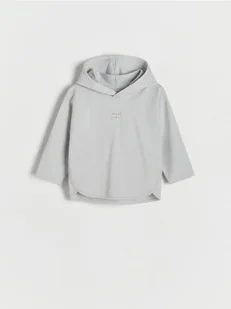 Reserved - Bawełniany longsleeve z kapturem - jasnoszary - Bluzy i sweterki niemowlęce - miniaturka - grafika 1
