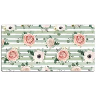 Podkładki na biurko - Mata ochronna z nadrukiem Pasiaste róże 120x60 cm, Dywanomat - miniaturka - grafika 1