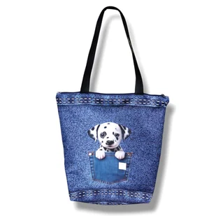 Torba shopper duża torba na zakupy torba na ramię dalmatyńczyk - Torby i wózki na zakupy - miniaturka - grafika 1