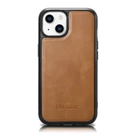 Etui i futerały do telefonów - iCarer Leather Oil Wax etui pokryte naturalną skórą do iPhone 14 (kompatybilne z MagSafe) brązowy (WMI14220717-TN) - miniaturka - grafika 1