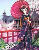 Dekoratorstwo - Haft Diamentowy Japońska Kobieta 2 45X55 - miniaturka - grafika 1