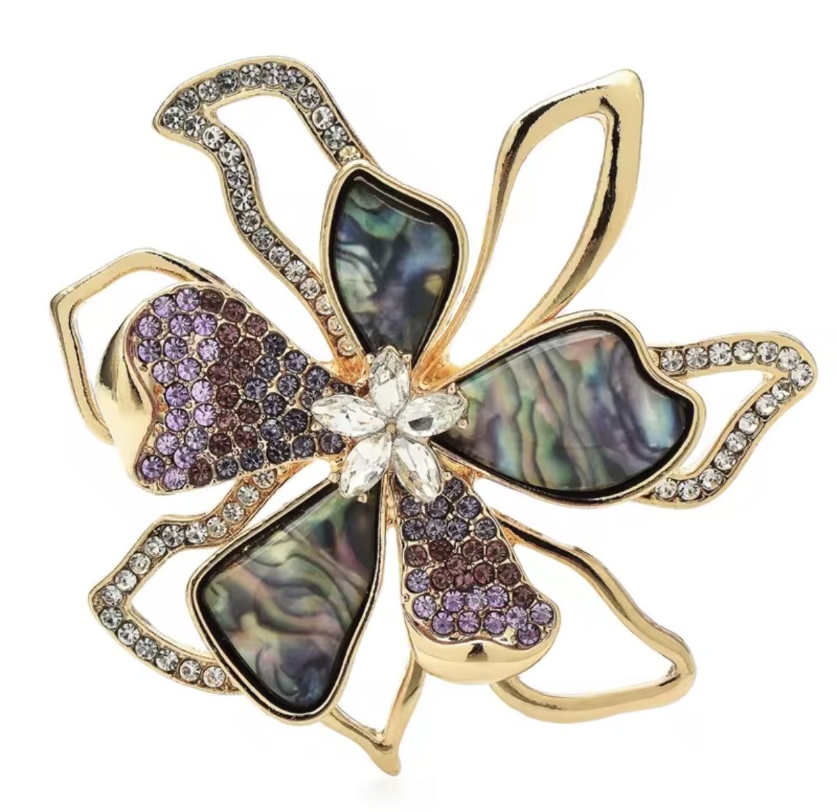 Broszka złota stal chirurgiczna Aurora Shell Blossom