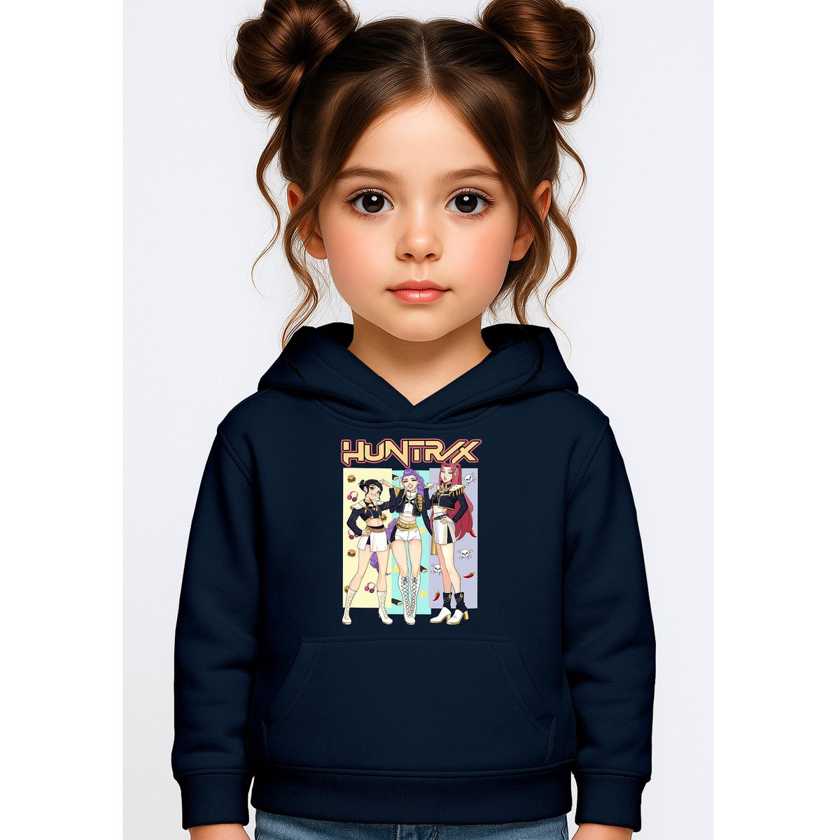 BLUZA DZIECIĘCA KPOP DEMON HUNTERS HUNTRIX 104 Z KAPTUREM BAWEŁNIANA