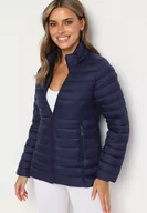 Kurtki damskie - Granatowa Pikowana Kurtka z Kieszeniami Zapinanymi na Zamek Błyskawiczny Mivindra - miniaturka - grafika 1