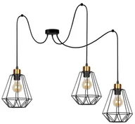 Lampy sufitowe - Candellux Primo P lampa wisząca 3-punktowa czarna/złota 33-00293 - miniaturka - grafika 1