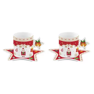 Easy life Filiżanki Do Espresso Porcelanowe Ze Spodkami Magic X-Mass Balls Biało-Czerwone 100 Ml 2 Szt - Filiżanki - miniaturka - grafika 1