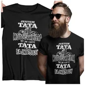 Gadżety dla niej i dla niego - Koszulka dla TATY MOTOCYKLISTĄ BIKERME JESTEM TATĄ MOTOCYKLISTĄ TAKI JAK KAŻDY TATA TYLKO FAJNIEJSZY - miniaturka - grafika 1