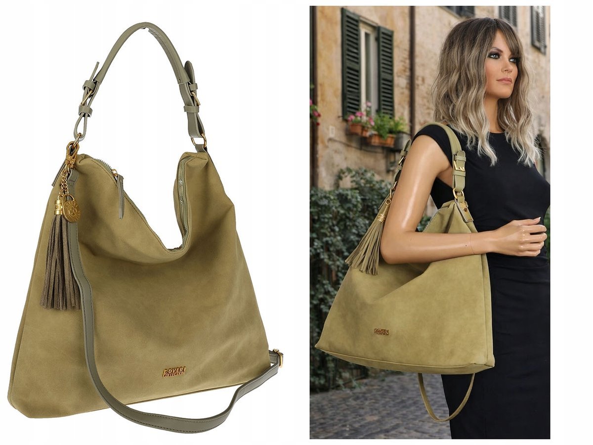 Torebka Damska Listonoszka Worek Shopper Torba na Ramię CC3151 Zielona