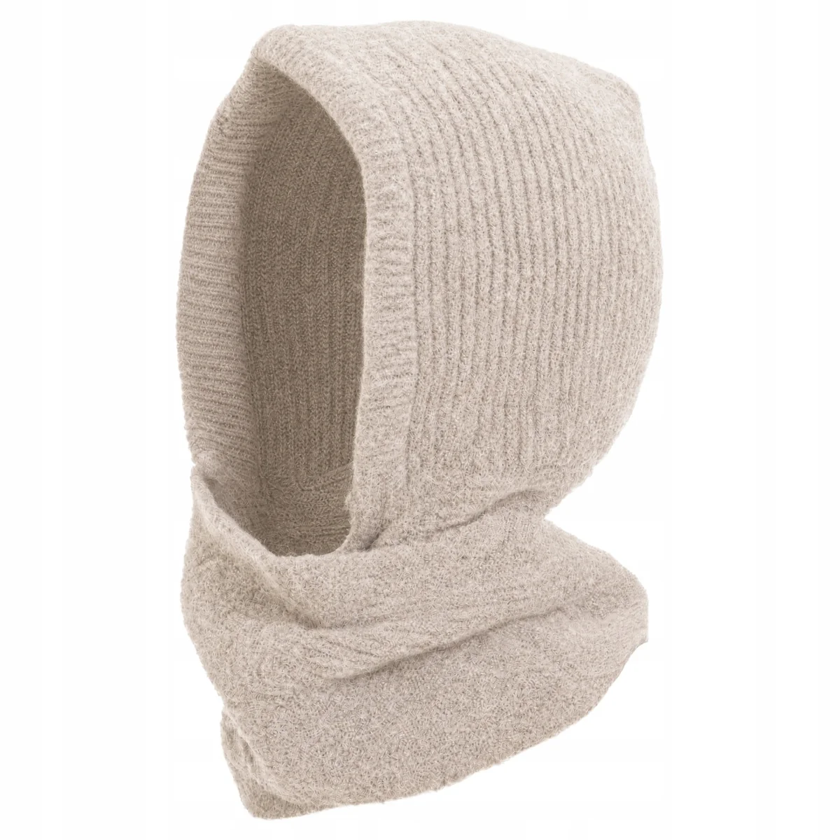 KAPTUR DAMSKI KOMINIARKA BALACLAVA DZIANINOWA KOMIN SZAL ZIMOWY MORAJ BEIGE