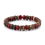 Bransolety męskie - Bransoletka koraliki w kolorze czerwonym EM 47 - EM Men's Accessories - miniaturka - grafika 1