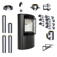 Piece wolnostojące - Piec Kominek Wolnostojący KRATKI Koza BJORN 8kW 150 Zestaw Komin Zewnętrzny - miniaturka - grafika 1